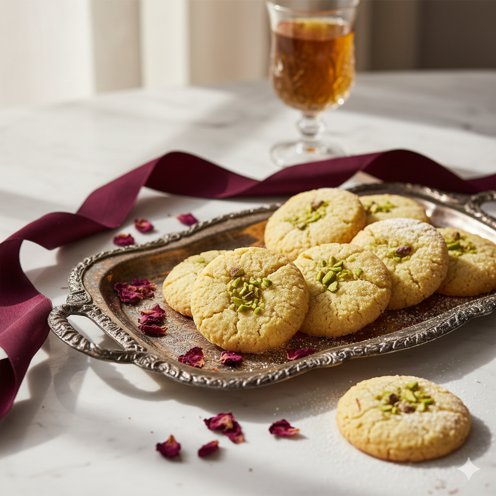 Saffron Cardamom Shortbread Cookies